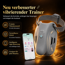 Laden Sie das Bild in den Galerie-Viewer, Tragbarer Peniskäfig Keuschheitsgürtel BDSM-Schutz Hodentrainer mit 9 Vibrationsmodi