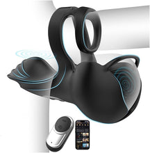 Laden Sie das Bild in den Galerie-Viewer, 360° Hoden Vollabdeckungsstimulator Penistrainer Cock Ring mit 9 Vibrations &amp; Heizmodi
