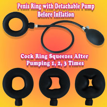 Laden Sie das Bild in den Galerie-Viewer, Bondage Silikon Aufblasbarer Penisring Pumpe SM Cockring Erektion Trainer