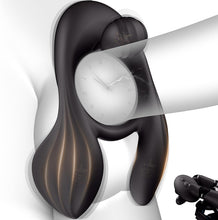 Laden Sie das Bild in den Galerie-Viewer, Doppelter Hodenvibrator Penis Trainer Stimulator mit 3 Motoren und 10 Vibrationen