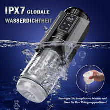 Laden Sie das Bild in den Galerie-Viewer, 100% Wasserdicht 4 IN 1 Automatischer Masturbator für Männer, Die realistische Zunge dreht sich um 360°, um jeden empfindlichen Punkt der Eichel zu lecken und zu necken.
