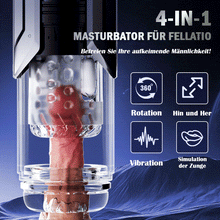 Laden Sie das Bild in den Galerie-Viewer, 100% Wasserdicht 4 IN 1 Automatischer Masturbator für Männer, Die realistische Zunge dreht sich um 360°, um jeden empfindlichen Punkt der Eichel zu lecken und zu necken.