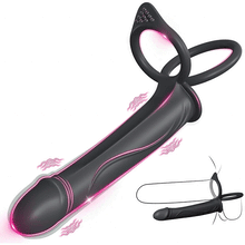 Laden Sie das Bild in den Galerie-Viewer, Anal-Analdildo zum Anschnallen für Paare mit vibrierendem Penisring