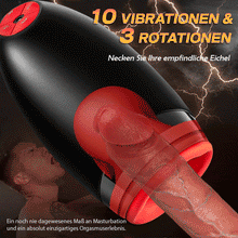 Laden Sie das Bild in den Galerie-Viewer, 3-in-1 Glans Massage Master Trainer 3 Rotation, 5 Saugen, 10 Vibration Ultra Simulation D
