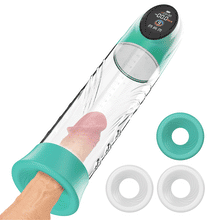 Laden Sie das Bild in den Galerie-Viewer, Green Pioneer – 4 Druckstufen und 9 Saugmodi – Wasser-Penispumpe mit LCD-Display