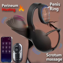 Laden Sie das Bild in den Galerie-Viewer, 360° Hoden Vollabdeckungsstimulator Penistrainer Cock Ring mit 9 Vibrations &amp; Heizmodi
