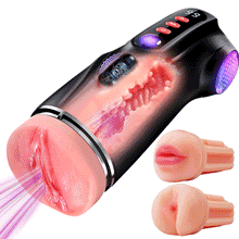 Laden Sie das Bild in den Galerie-Viewer, Daphne - 3 Hüllen Taschenmuschi Penis-Pumpe mit 9 Saug- &amp; 9 Vibrationsmodi für männliche Mast