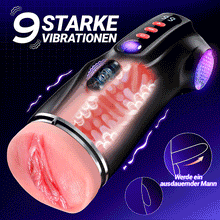 Laden Sie das Bild in den Galerie-Viewer, Daphne - 3 Hüllen Taschenmuschi Penis-Pumpe mit 9 Saug- &amp; 9 Vibrationsmodi für männliche Mast