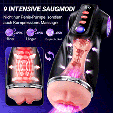 Laden Sie das Bild in den Galerie-Viewer, Daphne - 3 Hüllen Taschenmuschi Penis-Pumpe mit 9 Saug- &amp; 9 Vibrationsmodi für männliche Mast