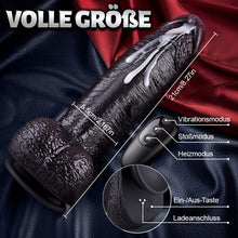 Laden Sie das Bild in den Galerie-Viewer, Kronos - 8,27'' Dicker schwarzer Stoß-Dildo mit Heizfunktion und intensiver Fülle für tiefes Dehnungsgefühl