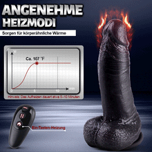 Laden Sie das Bild in den Galerie-Viewer, Kronos - 8,27'' Dicker schwarzer Stoß-Dildo mit Heizfunktion und intensiver Fülle für tiefes Dehnungsgefühl