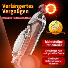 Laden Sie das Bild in den Galerie-Viewer, Vibrierende Penishülle mit Sperrring – Noppen &amp; feste Spitze für gezielte Stimulation