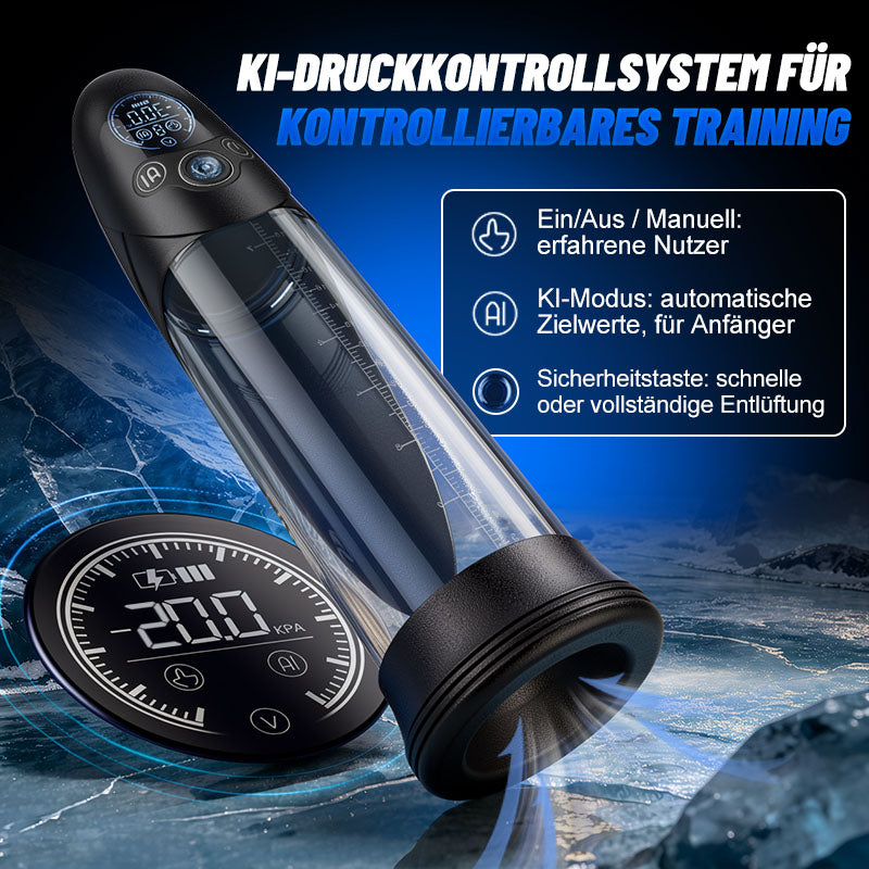 BathFun Pro - KI-druckgesteuerte 9-stufige Vakuum-Trainingspumpe mit LCD-Echtzeit-Druckanzeige, 58 dB Pumpe
