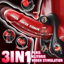 Laden Sie das Bild in den Galerie-Viewer, Doppelter Hodenvibrator Penis Trainer Stimulator mit 3 Motoren und 10 Vibrationen