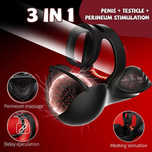 Laden Sie das Bild in den Galerie-Viewer, 360° Hoden Vollabdeckungsstimulator Penistrainer Cock Ring mit 9 Vibrations &amp; Heizmodi