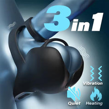 Laden Sie das Bild in den Galerie-Viewer, 360° Hoden Vollabdeckungsstimulator Penistrainer Cock Ring mit 9 Vibrations &amp; Heizmodi