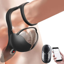 Laden Sie das Bild in den Galerie-Viewer, 360° Hoden Vollabdeckungsstimulator Penistrainer Cock Ring mit 9 Vibrations &amp; Heizmodi