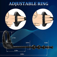 Laden Sie das Bild in den Galerie-Viewer, 3-in-1 Lustmeister Penisring Analperlen Butt Plug mit 10 Vibration