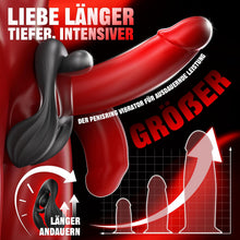 Laden Sie das Bild in den Galerie-Viewer, Doppelter Hodenvibrator Penis Trainer Stimulator mit 3 Motoren und 10 Vibrationen