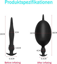 Laden Sie das Bild in den Galerie-Viewer, 26cm Superlang Aufblasbar Analplug mit Pumpe,Verstellbar Riesen Dildo Butt Plug,Analkugeln Anal Spreizer SM Sexspielzeug Extreme Paare Frauen Männer