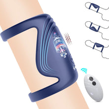 Laden Sie das Bild in den Galerie-Viewer, Penisring Vibrator Silikon Dual Cockring mit Fernbedienung Stimulation Masturbieren Penis Trainer mit 10 Vibrationsfrequenz Modi Stimulator Sexspielzeug für Männer und Paare