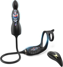 Laden Sie das Bild in den Galerie-Viewer, Prostata Vibrator Stimulator mit Stoßfunktion, 10 Vibrationsmodi Extrem Silikon und Doppel Penisring, Penis Vibrator mit Fernbedienung Sex Spielzeug Anal Dildo Analplug Analvibratoren für Mann
