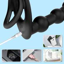 Laden Sie das Bild in den Galerie-Viewer, Penisring Anal Vibrator mit Fernbedienung Silikon Cockring Analkugeln 10 Vibrationsmodi Penis Ring Stimulator Anal Dildo Butt Plug Extreme Sexspielzeuge für Männer Frauen und Paare