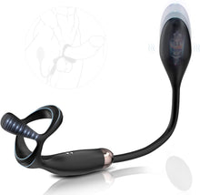 Laden Sie das Bild in den Galerie-Viewer, Penisring Analplug Sex Spielzeug mit 10 Vibrationsmodi, Dehnbar Silikon Analvibratoren Prostata Vibratoren Mann Buttplug Cockring Extrtem Sextoys