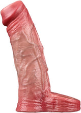 Laden Sie das Bild in den Galerie-Viewer, Flüssigsilikon Realistische Penishülle mit Hodenring und Venenstruktur Penismanschetten Cock Sleeve für Penisvergrößerung und Zeit Verlängern Penis Sleeve Extrem Sexspielzeug für Männer
