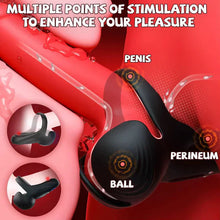 Laden Sie das Bild in den Galerie-Viewer, Doppel-Hodensack Penistrainer Vibrator Cockring Masturbator mit 10 Vibrationsmodi