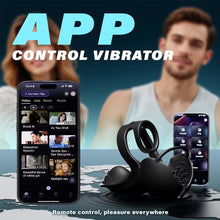 Laden Sie das Bild in den Galerie-Viewer, 360° Hoden Vollabdeckungsstimulator Penistrainer Cock Ring mit 9 Vibrations &amp; Heizmodi