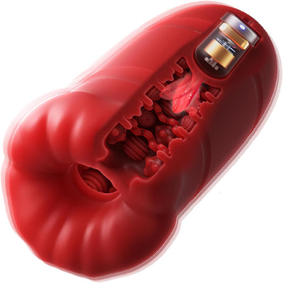 Masturbator mit 10 Vibrationsmodi Taschenmuschi Stimulator Elektrischer Masturbator Cup Sex Toys Automatische Masturbatoren 3D Realistischer Vagina Pussy Sex Spielzeug für Männer(Rot)