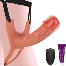 Laden Sie das Bild in den Galerie-Viewer, 18CM Realistische Penishülle Vibrator Sex Spielzeug für die Männer Paare Penis Sleeve für Verlängerung &amp; Vergrößerung, Penismanschetten mit 10 Vibrationmodi, Fernbedienung, Befestigungsgurten