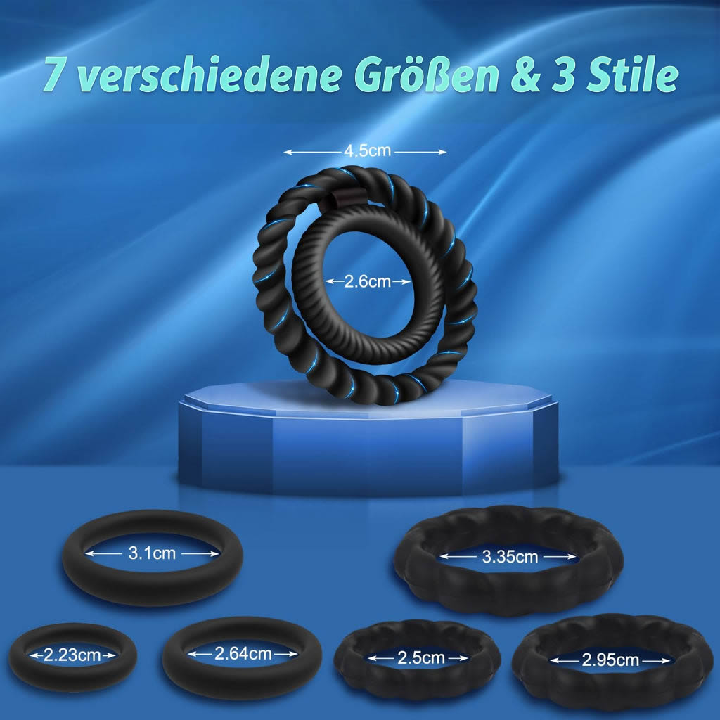 Penisring – 7-teiliges Set für Männer, Sexspielzeug für Männer und Paare, Penisringe, Sexspielzeug für Paare, Sexspielzeug für Erwachsene, Sexspielzeug für Paare, Lust, Sexspiele für Erwachsene und Paare, härter und stärker