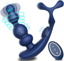 Laden Sie das Bild in den Galerie-Viewer, Anal Vibratoren für Mann Sex Spielzeug - 4 In 1 Prostata Stimulation Fernbedienung Analkugeln Buttplug Dildo mit Doppelte Penisringe 10 Vibrations &amp; 3 Rotationsmodi Prostata Massagegerät Analplug