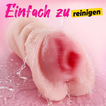 Laden Sie das Bild in den Galerie-Viewer, Realistischer Masturbator Taschenmuschi Silikon Masturbieren Sex Spielzeug mit 5D Klitoris Doppelkanal Masturbator Groß für Mann 2 in 1 Sexspielzeug für die Männer solo