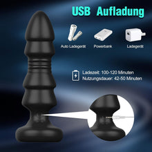 Laden Sie das Bild in den Galerie-Viewer, Anal Vibratoren Analvibrator, Buttplug mit 5 Teleskopmodi, Prostata Stimulator mit Fernsteuerung, Anal Butt Plug Dildo Vibrationen Sexspielzeug für Männer Frauen Paare (Dunkelschwarz)