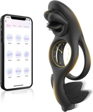 Laden Sie das Bild in den Galerie-Viewer, Penisring Vibrator für Paare Cock Ringe mit 9 Vibrationsmodi für die gleichzeitige Stimulation von Klitoris und Hoden Dual Cockring Massagegerät Silikon Sexspielzeug für Männer und Frauen