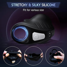 Laden Sie das Bild in den Galerie-Viewer, 2 in 1 Vibrierender Penisring mit 9 Vibrationsmodi und Fernbedienung Cockring Vibrator Sexspielzeug für Männer SM Herren Penisringe Vibratoren Massagegerät Langwährende Erektion Hodenvibrator