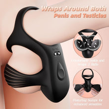 Laden Sie das Bild in den Galerie-Viewer, Penisring Vibrator Mit APP Penis Hoden Stimulation Massagegerät Cockring Silikon Penistrainer mit 9 Vibrationsmodi für Langwährende Erektion Penis Ring Sex Spielzeug für Männer Paare Extrem