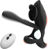 Buntune Vibrierender Cockring Sexspielzeug für die Männer Paare Silikon Penisring Vibratoren mit Klitoris Stimulator und 10 Vibrationsmodi Fernbedienung Paarvibrator Penis Ring