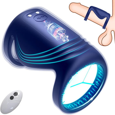 Penisring Vibrator Silikon Dual Cockring mit Fernbedienung Stimulation Masturbieren Penis Trainer mit 10 Vibrationsfrequenz Modi Stimulator Sexspielzeug für Männer und Paare