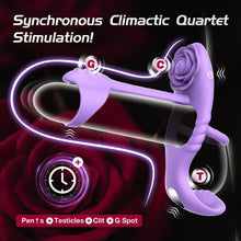 Laden Sie das Bild in den Galerie-Viewer, Penisring Vibrator mit 9 Modi Vibration 4 IN 1 Silikon Cockring Vibratoren für Sie Klitoris and G-punkt Verzögerte Ejakulation Erektion Verbessern Stimulation Penis Männer Sexspielzeug