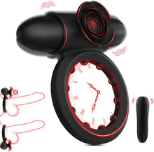 Laden Sie das Bild in den Galerie-Viewer, Penisring Vibrator mit Bullet-Vibrator Sex Spielzeug für die Paare Männer, Vibration-Penisringe Sex Toys mit 10 Modi Cockring für Penis Testikel Stimulation, Klitorisstimulator Sexspielzeug für Frauen