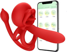 Laden Sie das Bild in den Galerie-Viewer, 4 in1 Penisring Vibrator Prostata Stimulation APP Penisring Set Sex Spielzeug, Penis Vibrator Massagegerät mit 3 Vibrationsmodi Penis Hoden langanhaltende Erektion Sexspielzeug für Männer