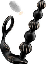 Laden Sie das Bild in den Galerie-Viewer, Sex Spielzeug für die Männer, Anal Plug Prostata Massagegerät Buttplug Penisring mit 10 Vibrierenden Modi, Prostata Stimulation mit 5 Analperlen, Wasserdichtes Sex Toyset für die Paare