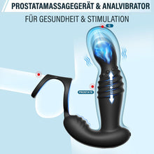 Laden Sie das Bild in den Galerie-Viewer, Prostata-Massagegeräte, Anal-Sexspielzeug mit Penisringen, ferngesteuerter Analvibrator mit 10 Stoß- und Vibrationsmodi