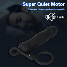 Laden Sie das Bild in den Galerie-Viewer, Männlicher Prostata Stimulator Massagegeräte Analvibratoren mit Penisring Fernbedienung Teleskop Vibrator mit 3 Vibrationsmodi+3 Schubmodi Analplug Dildo Sexspielzeug für Männer