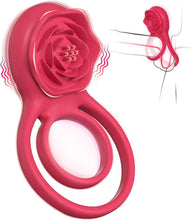 Laden Sie das Bild in den Galerie-Viewer, Penisring Vibrator mit Rose Klitoris Stimulator, Penis Ring Vibratoren Sex Spielzeug für Männer Paare Frauen, 9 Vibrations Cockring Erotisches Sexspielzeug Mann Paar Frau Extrem
