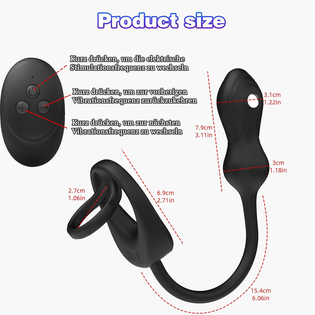 NEU Elektroshock Analvibratoren für Mann mit 10 Vibrations 3 Elektroschockmodi Prostata Stimulation Männer Penis Ring Vibrator Analplug Sexspielzeug für Männer Paare Extrem